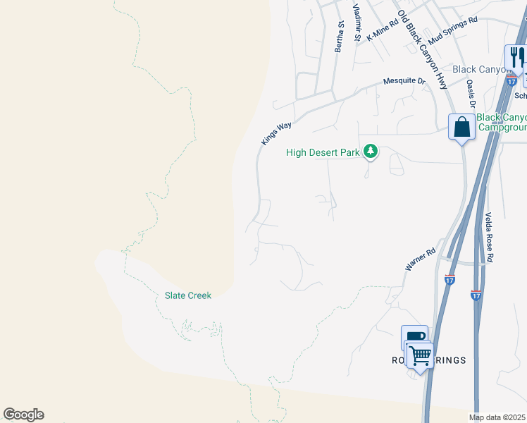 map of restaurants, bars, coffee shops, grocery stores, and more near 35237 South River Ridge Road in Black Canyon City
