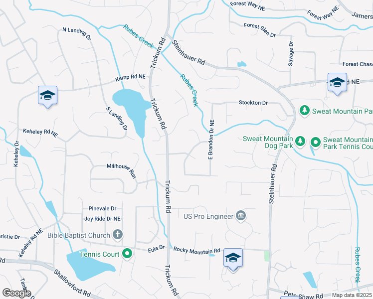 map of restaurants, bars, coffee shops, grocery stores, and more near 2295 Brandon Court Northeast in Marietta