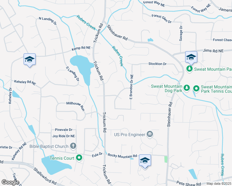 map of restaurants, bars, coffee shops, grocery stores, and more near 2295 Brandon Court Northeast in Marietta