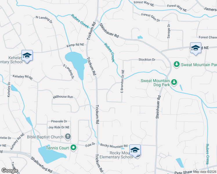 map of restaurants, bars, coffee shops, grocery stores, and more near 2295 Brandon Court Northeast in Marietta