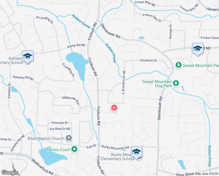 map of restaurants, bars, coffee shops, grocery stores, and more near 2295 Brandon Court Northeast in Marietta