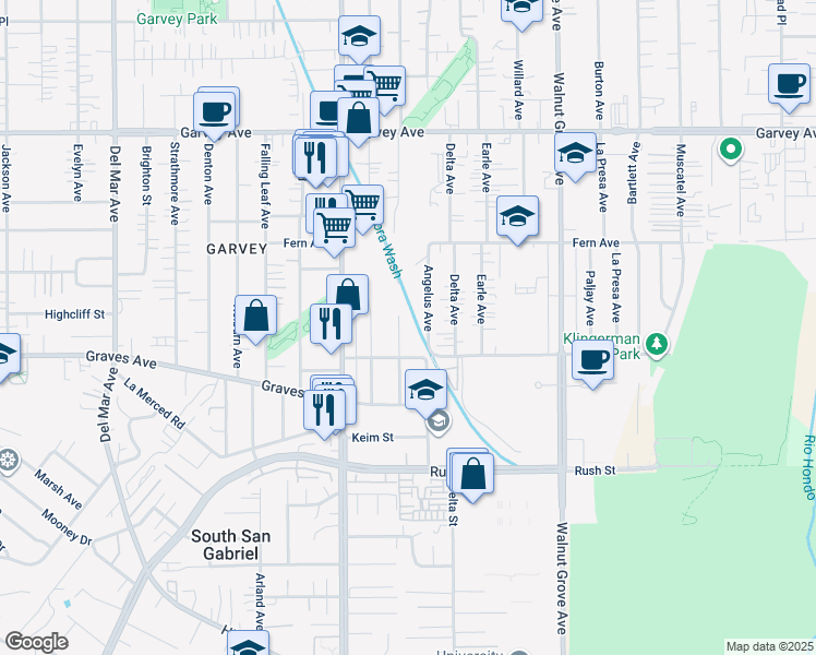 map of restaurants, bars, coffee shops, grocery stores, and more near 2434 Charlotte Avenue in Rosemead