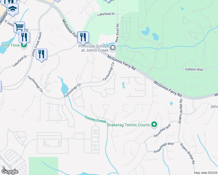 map of restaurants, bars, coffee shops, grocery stores, and more near 573 Walkers Lane in Duluth