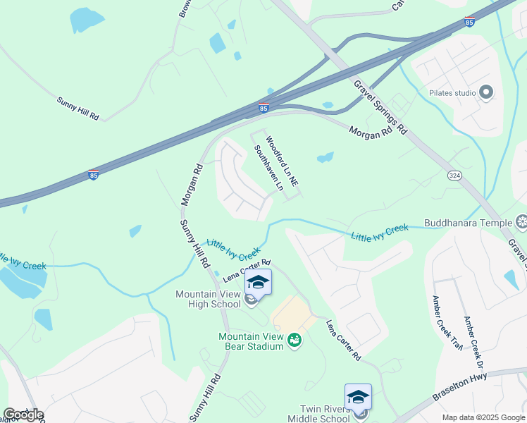 map of restaurants, bars, coffee shops, grocery stores, and more near 2365 Valley Mill Drive in Buford