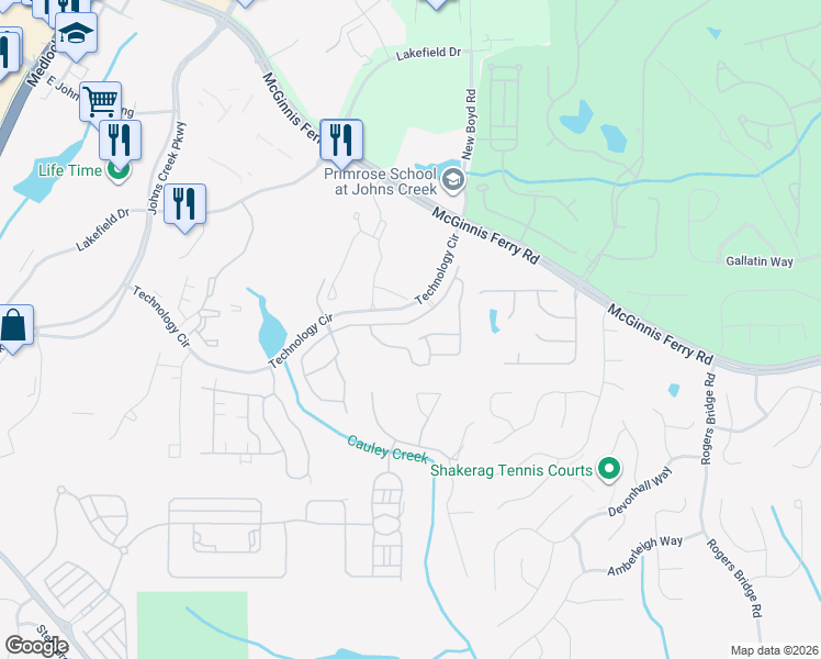 map of restaurants, bars, coffee shops, grocery stores, and more near 11321 Gates Terrace in Duluth