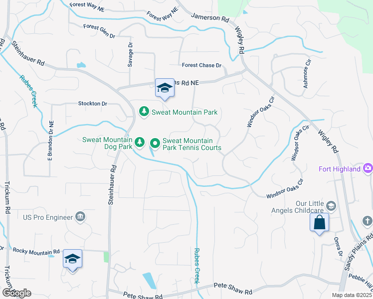 map of restaurants, bars, coffee shops, grocery stores, and more near 4468 Windsor Oaks Drive in Marietta