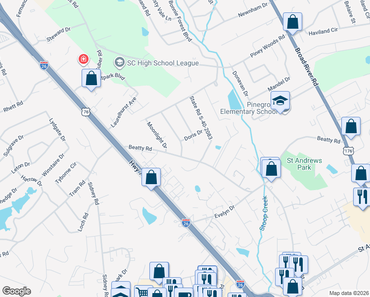map of restaurants, bars, coffee shops, grocery stores, and more near 268 Morningside Drive in Columbia
