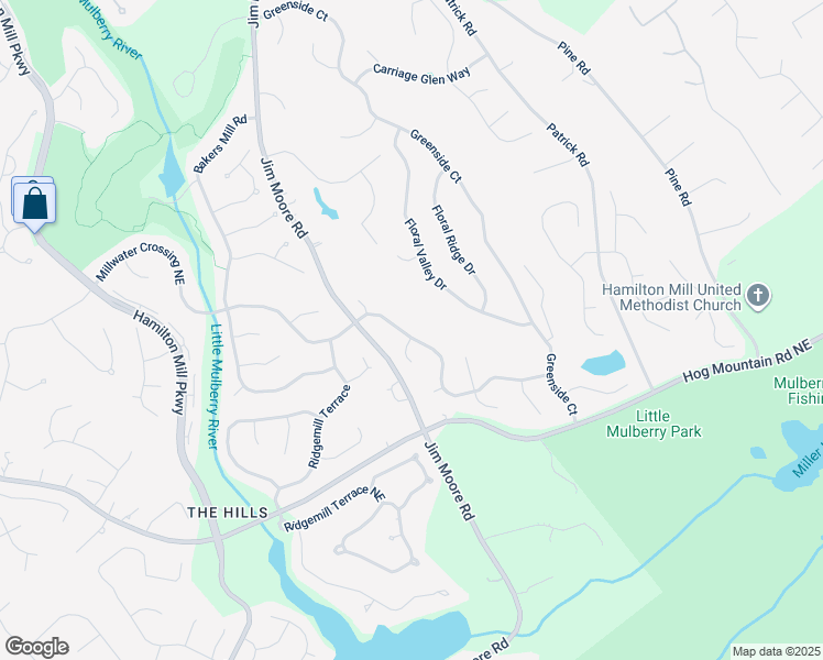 map of restaurants, bars, coffee shops, grocery stores, and more near 3520 Millwater Crossing Northeast in Dacula