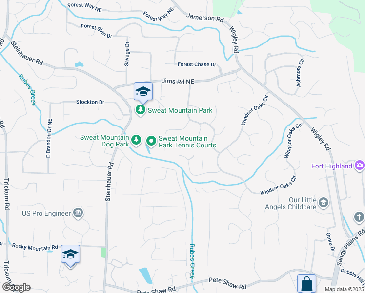 map of restaurants, bars, coffee shops, grocery stores, and more near 4468 Windsor Oaks Drive in Marietta