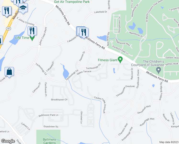 map of restaurants, bars, coffee shops, grocery stores, and more near 11318 Gates Terrace in Duluth