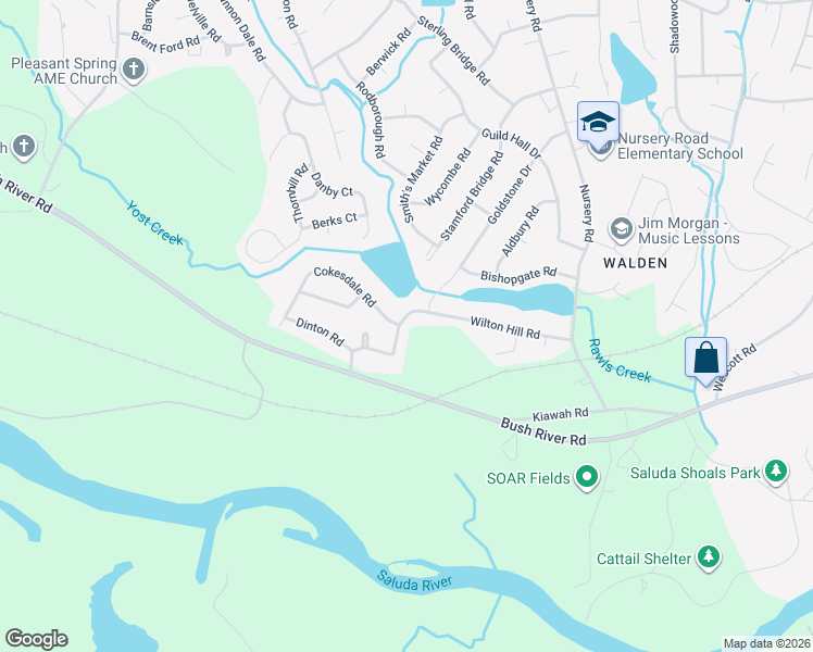 map of restaurants, bars, coffee shops, grocery stores, and more near 227 Wilton Hill Road in Columbia