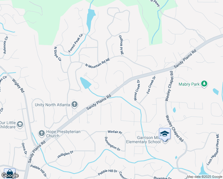 map of restaurants, bars, coffee shops, grocery stores, and more near 4391 Sandy Plains Road in Marietta