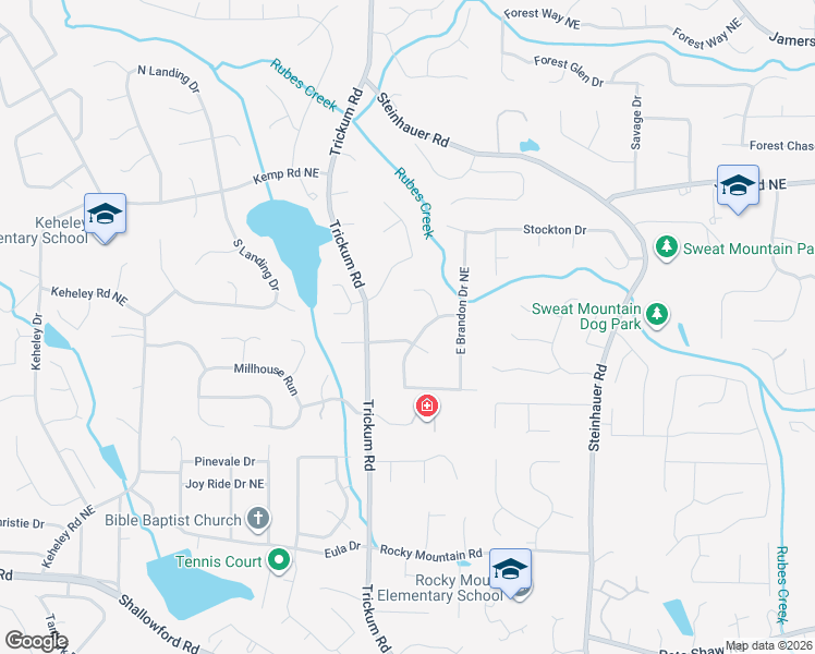 map of restaurants, bars, coffee shops, grocery stores, and more near 2295 Brandon Court Northeast in Marietta