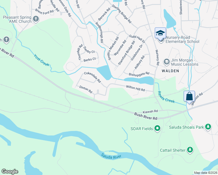 map of restaurants, bars, coffee shops, grocery stores, and more near 227 Wilton Hill Road in Columbia