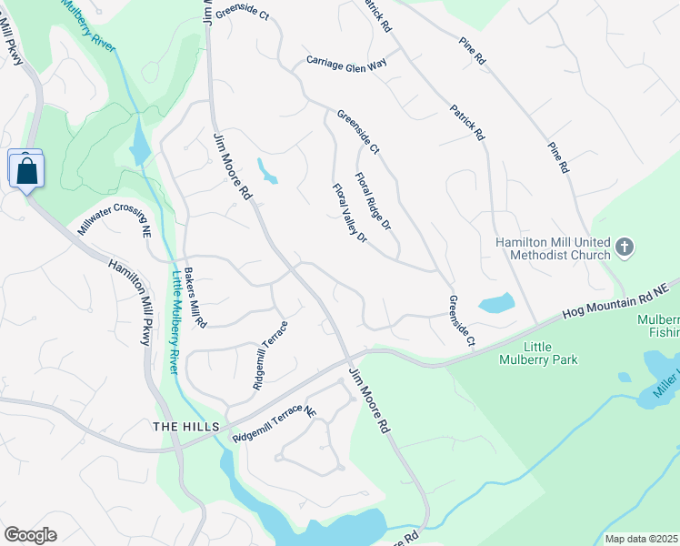 map of restaurants, bars, coffee shops, grocery stores, and more near 3520 Millwater Crossing Northeast in Dacula