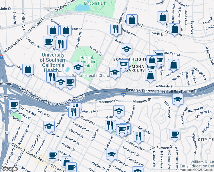 map of restaurants, bars, coffee shops, grocery stores, and more near 2647 Chelsea Street in Los Angeles