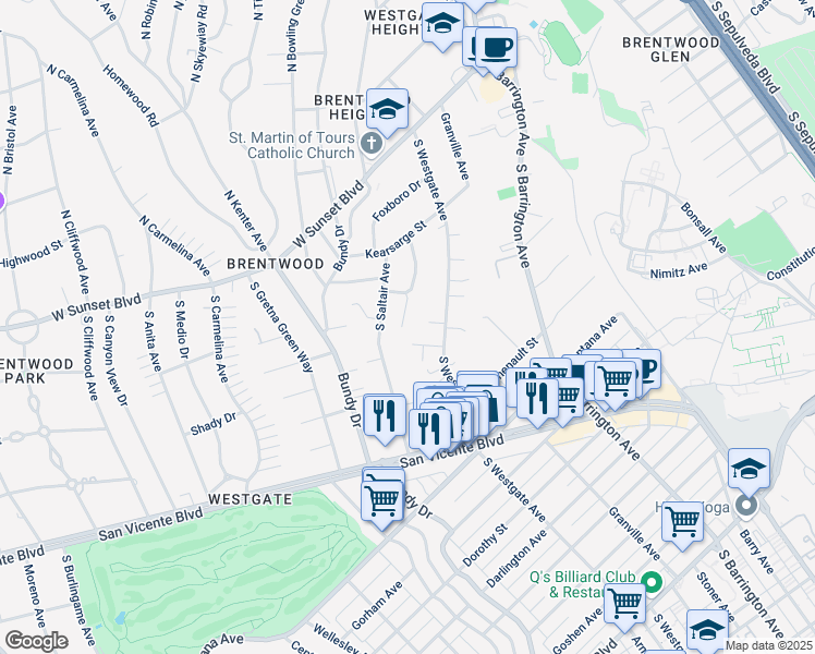 map of restaurants, bars, coffee shops, grocery stores, and more near 334 Oceano Drive in Los Angeles