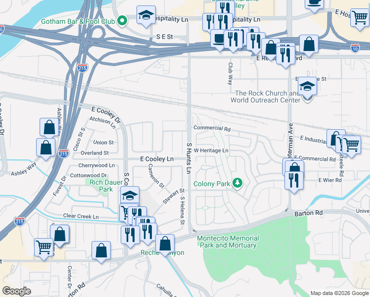 map of restaurants, bars, coffee shops, grocery stores, and more near 898 South Smallwood Street in Colton