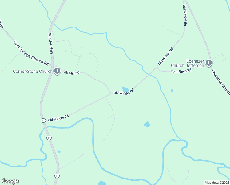 map of restaurants, bars, coffee shops, grocery stores, and more near Old Winder Road in Jackson County