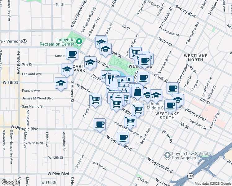 map of restaurants, bars, coffee shops, grocery stores, and more near 620 South Lake Street in Burbank