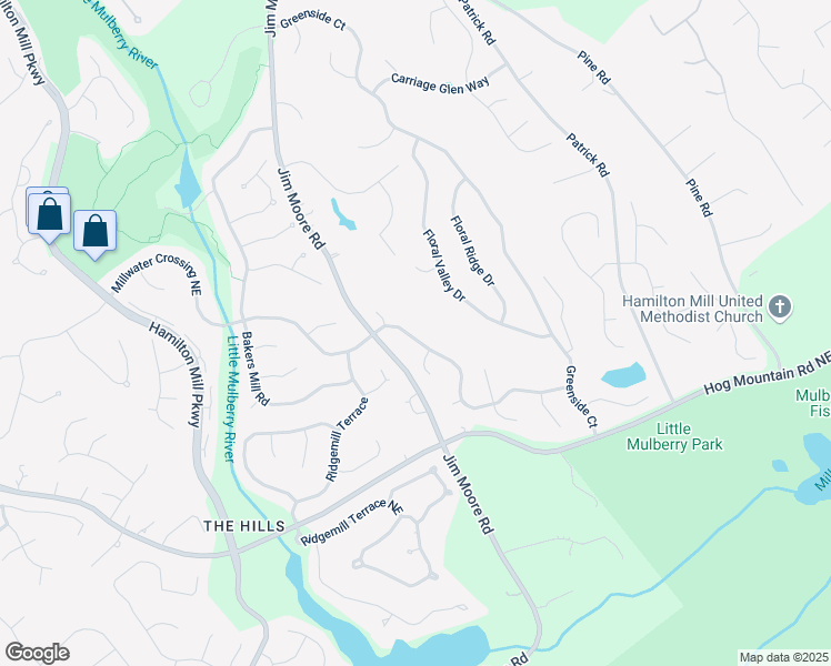 map of restaurants, bars, coffee shops, grocery stores, and more near 3500 Millwater Crossing Northeast in Dacula