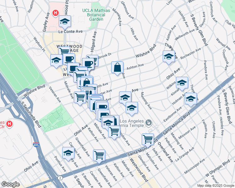 map of restaurants, bars, coffee shops, grocery stores, and more near in Los Angeles