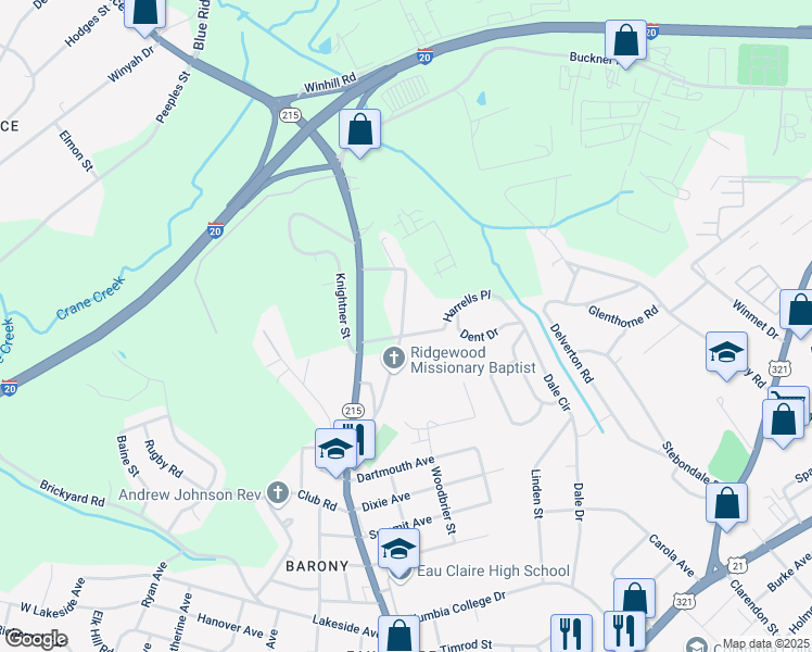 map of restaurants, bars, coffee shops, grocery stores, and more near 814 Lawton Street in Columbia