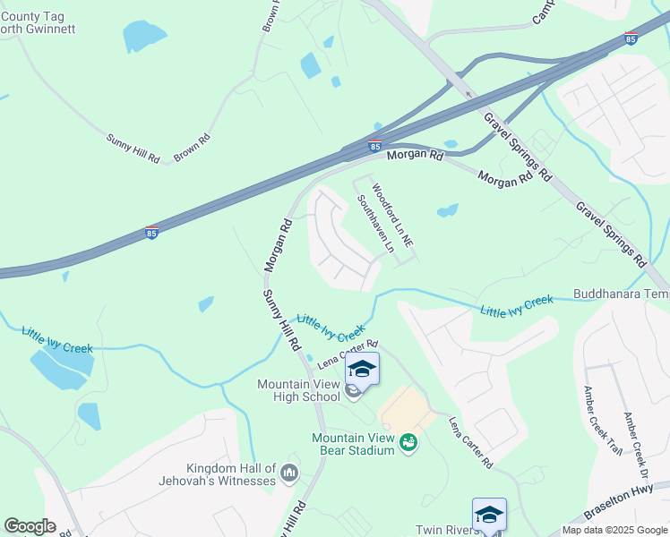 map of restaurants, bars, coffee shops, grocery stores, and more near 2352 Valley Mill Court Northeast in Buford