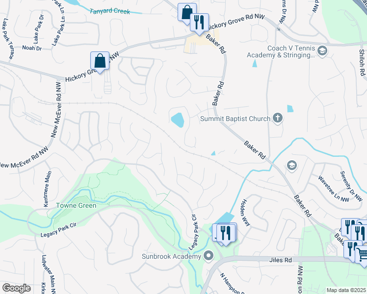 map of restaurants, bars, coffee shops, grocery stores, and more near 4172 Havenwood Court in Kennesaw