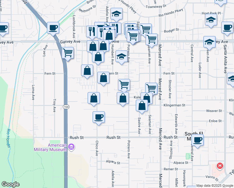 map of restaurants, bars, coffee shops, grocery stores, and more near 2449 Tamora Avenue in South El Monte