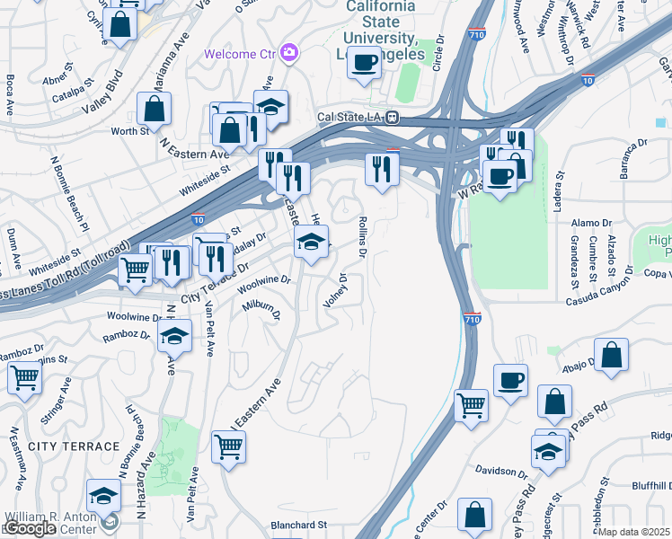map of restaurants, bars, coffee shops, grocery stores, and more near 4410 City Terrace Drive in Los Angeles