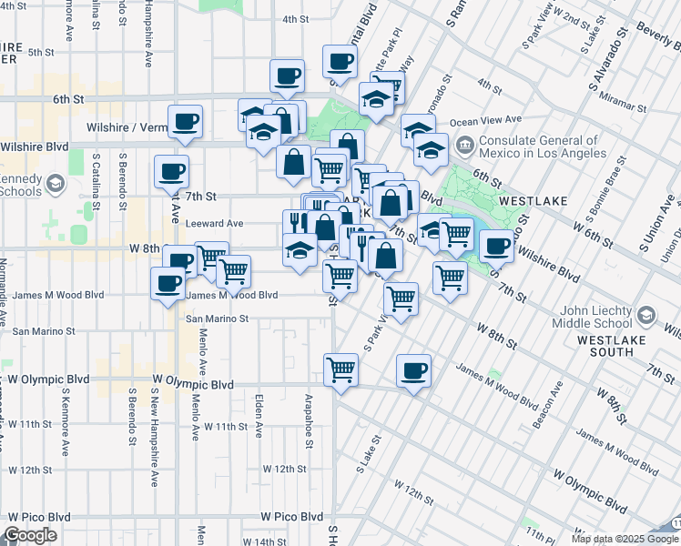 map of restaurants, bars, coffee shops, grocery stores, and more near in Los Angeles