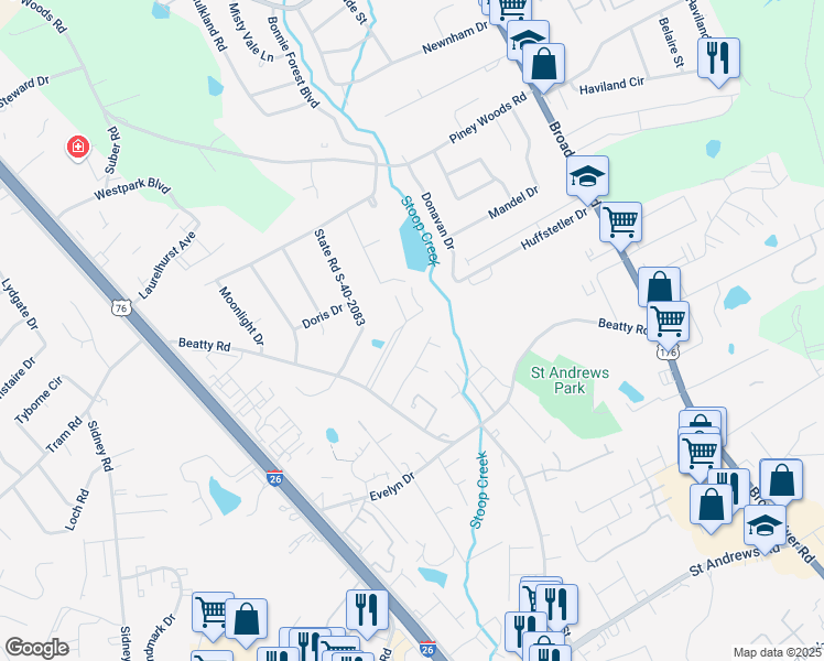 map of restaurants, bars, coffee shops, grocery stores, and more near 134 Rembert Martin Park in Columbia
