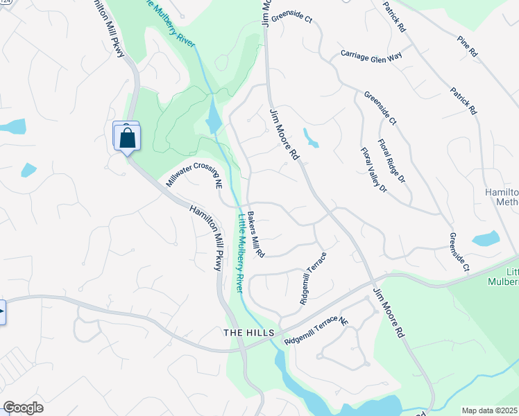 map of restaurants, bars, coffee shops, grocery stores, and more near 3305 Millwater Crossing Northeast in Dacula