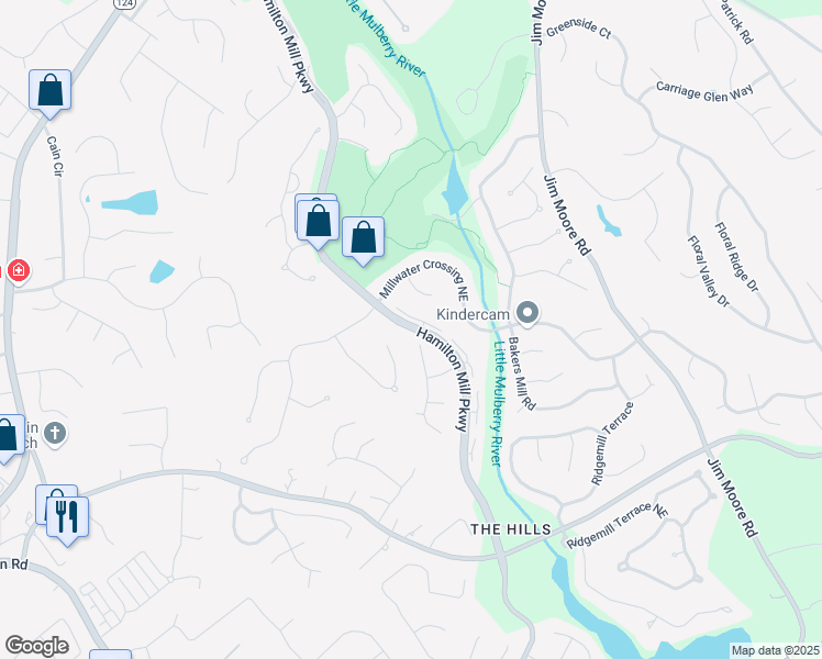 map of restaurants, bars, coffee shops, grocery stores, and more near 2240 Hamilton Mill Parkway in Dacula