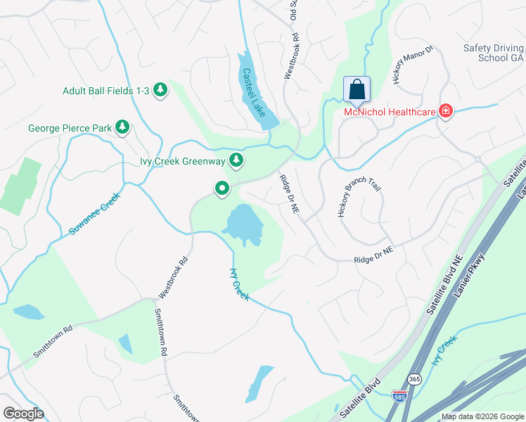 map of restaurants, bars, coffee shops, grocery stores, and more near 375 Morning Mist Walk in Suwanee