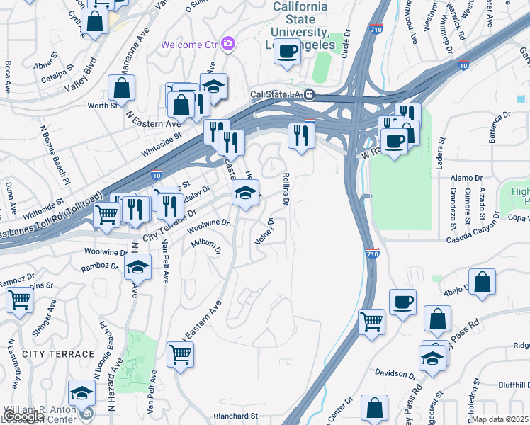 map of restaurants, bars, coffee shops, grocery stores, and more near 4410 City Terrace Drive in Los Angeles