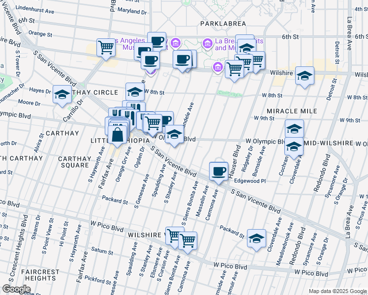 map of restaurants, bars, coffee shops, grocery stores, and more near 961 Alandele Avenue in Los Angeles
