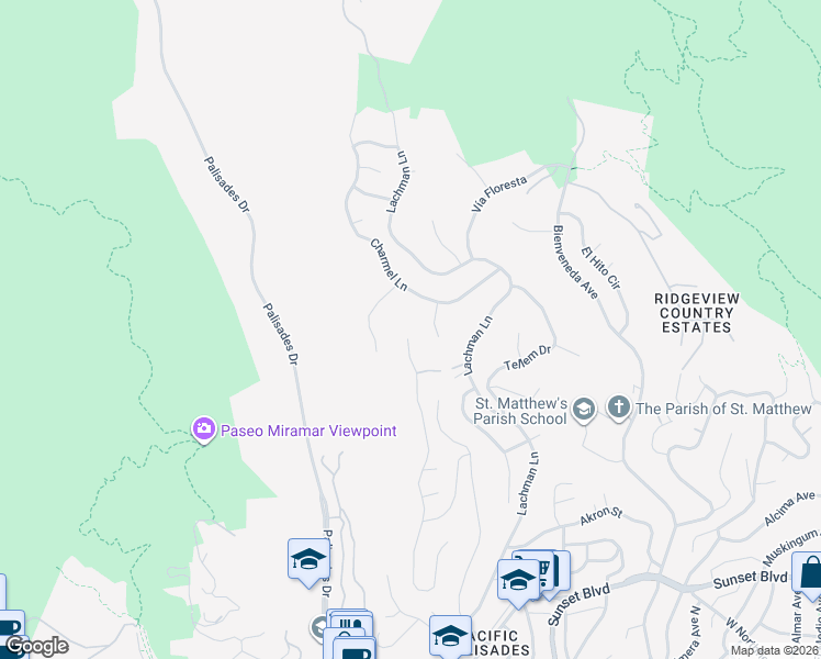map of restaurants, bars, coffee shops, grocery stores, and more near 16716 Charmel Lane in Los Angeles
