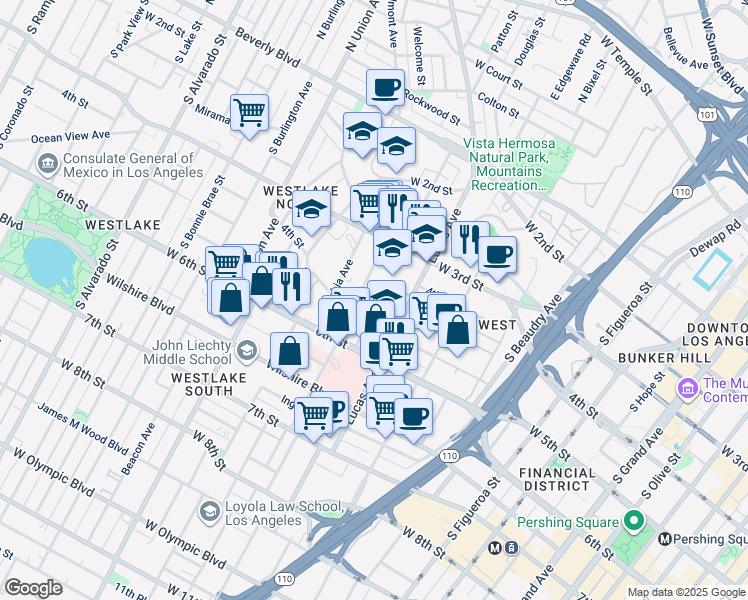map of restaurants, bars, coffee shops, grocery stores, and more near 463 Hartford Avenue in Los Angeles