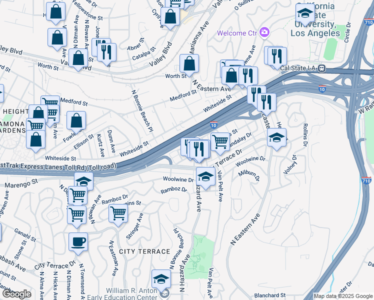 map of restaurants, bars, coffee shops, grocery stores, and more near 4016 Perry Street in Los Angeles