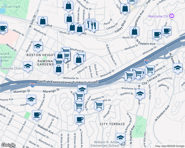 map of restaurants, bars, coffee shops, grocery stores, and more near 1504 Kurtz Avenue in Los Angeles