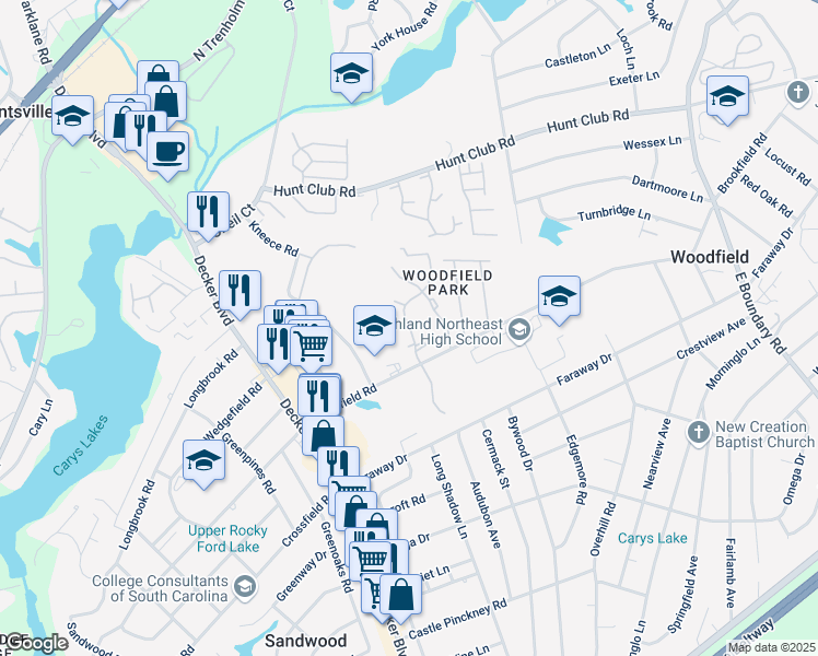 map of restaurants, bars, coffee shops, grocery stores, and more near 77 Fox Trail Drive in Columbia