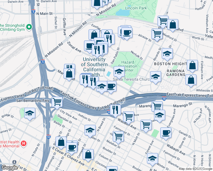 map of restaurants, bars, coffee shops, grocery stores, and more near 2110 Charlotte Street in Los Angeles