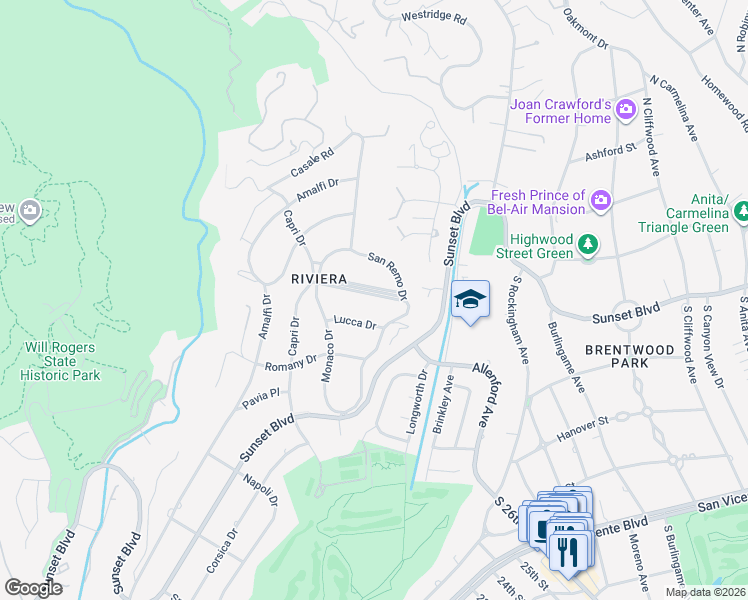 map of restaurants, bars, coffee shops, grocery stores, and more near in Los Angeles