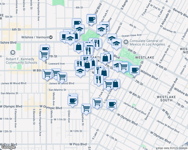 map of restaurants, bars, coffee shops, grocery stores, and more near in Los Angeles
