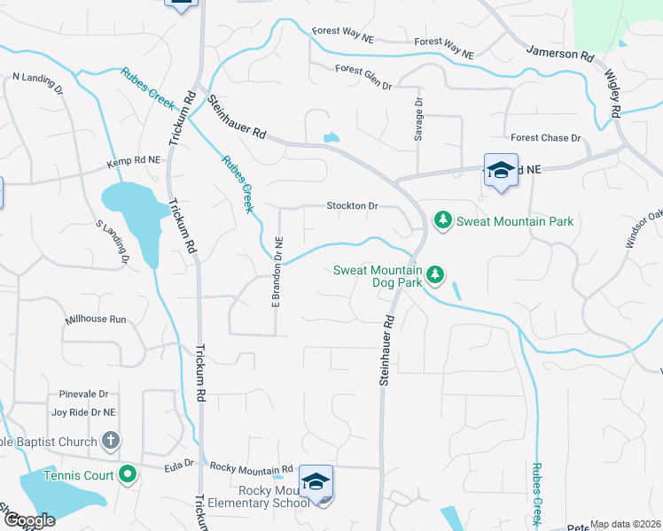 map of restaurants, bars, coffee shops, grocery stores, and more near 2605 Dering Gate Drive in Marietta