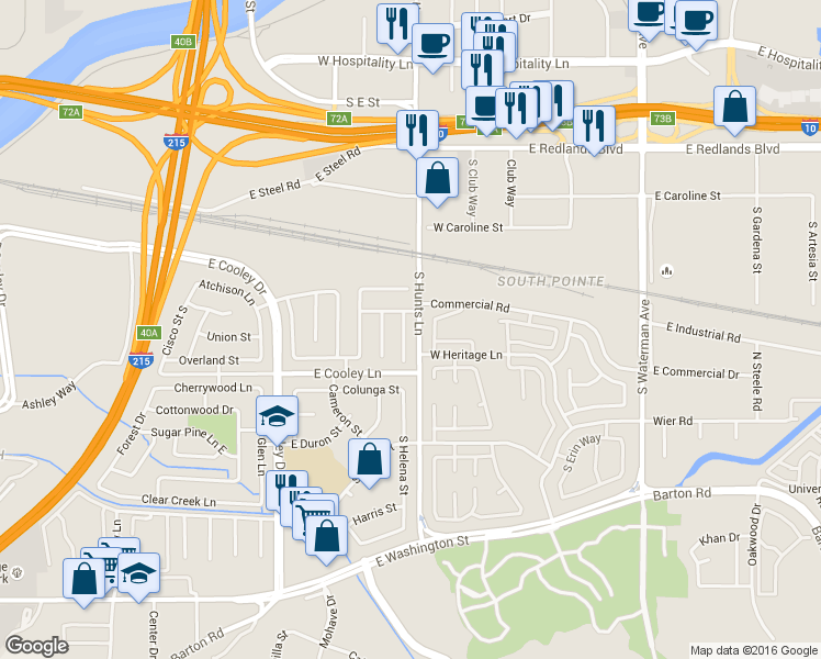 map of restaurants, bars, coffee shops, grocery stores, and more near 832 South Smallwood Street in Colton