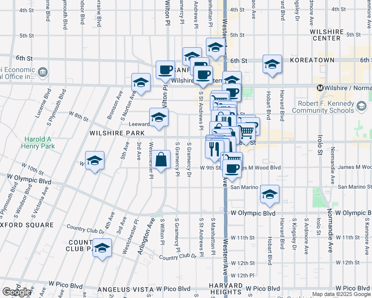 map of restaurants, bars, coffee shops, grocery stores, and more near in Los Angeles