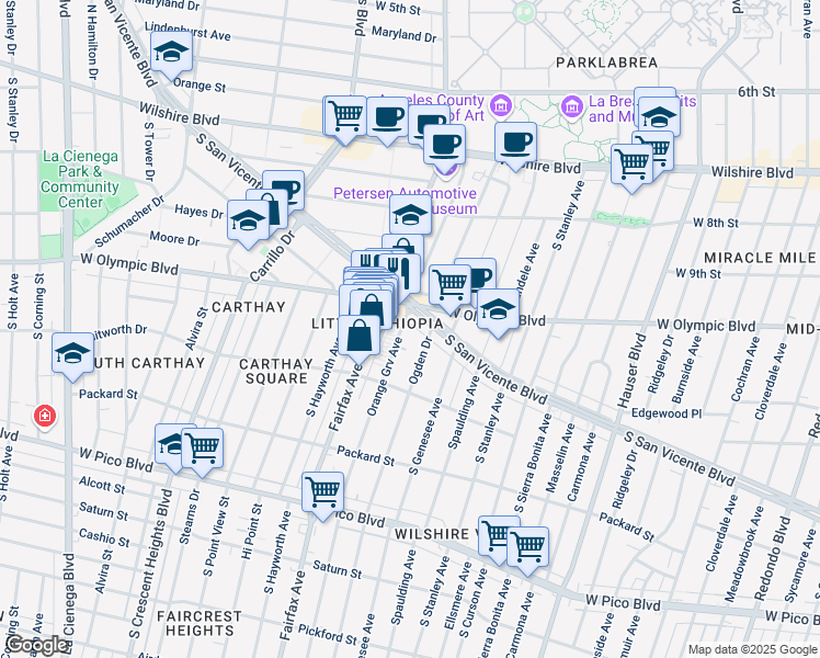 map of restaurants, bars, coffee shops, grocery stores, and more near in Los Angeles